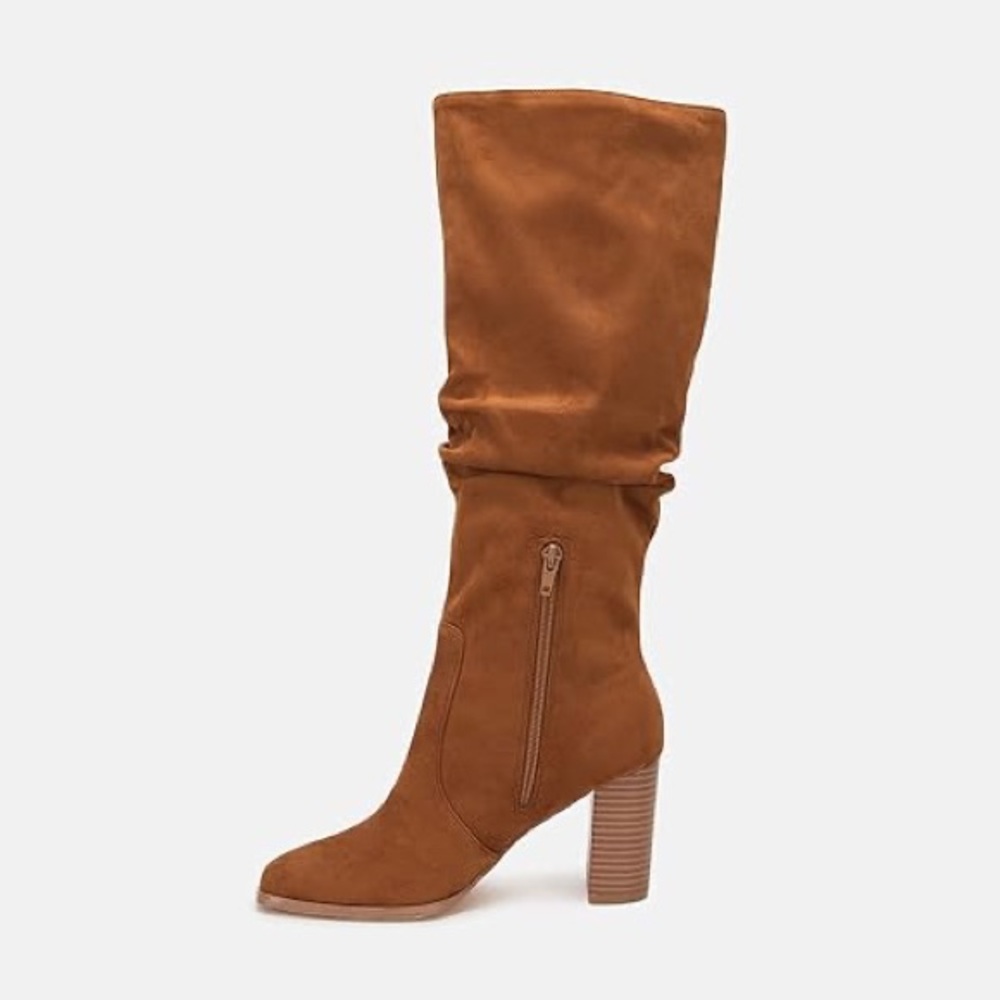NWT NIB Dolce Vita Coop Tall Suede Boots Dark Saddle Brown Size 8 - Picture 3 of 14